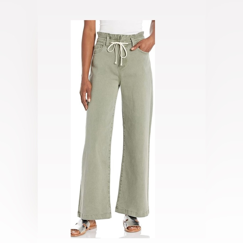 PAIGE Carly tie waistband green pant supersoft